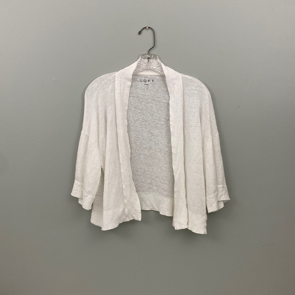 Loft 100% Linen White Large Cardigan